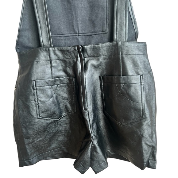 NWT BLACK FAUX LEATHER SHORTS OVERALLS / ROMPER - Picture 7 of 11